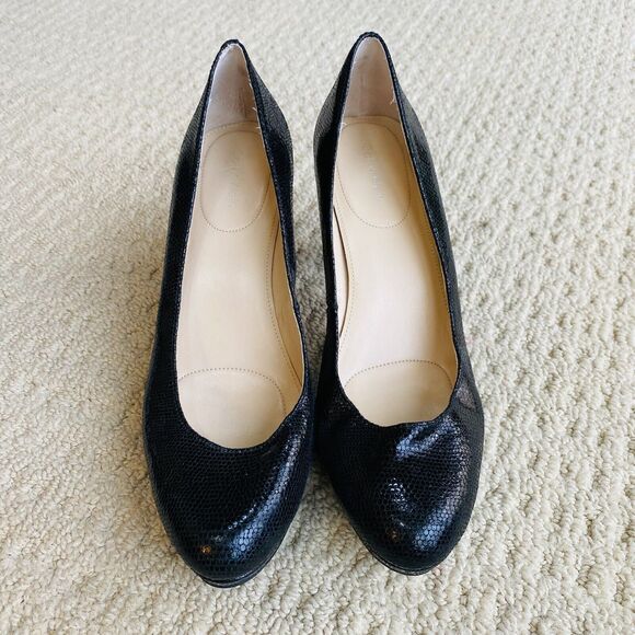 Calvin Klein 'Odette' Black High Heel Platform Pump Faux Snakeskin Texture Shoes - Picture 11 of 12